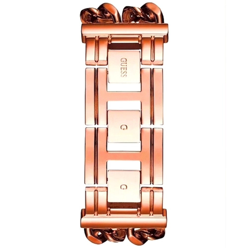 NWOT Guess Mod Heavy Metal Dual Chain Link Watch In Rose Gold - Picture 6 of 11